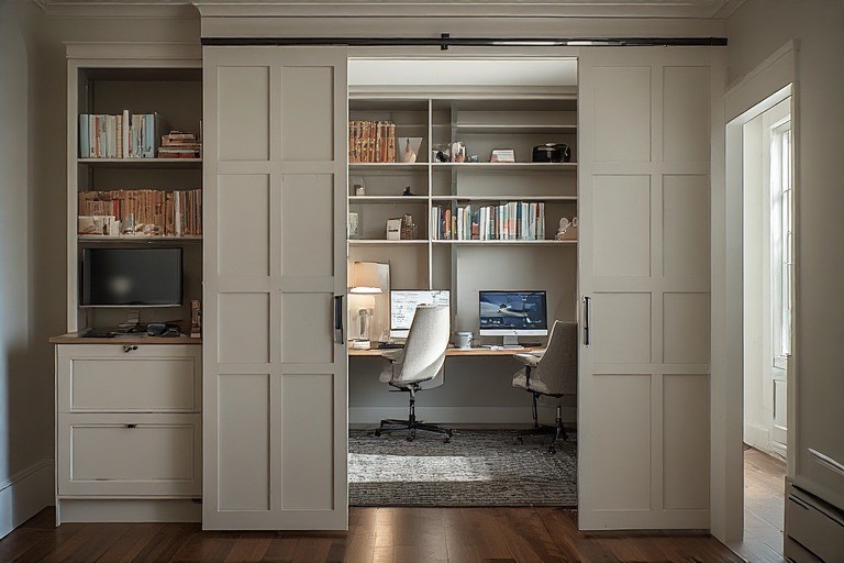 Compact home office cabinet alcove interior design