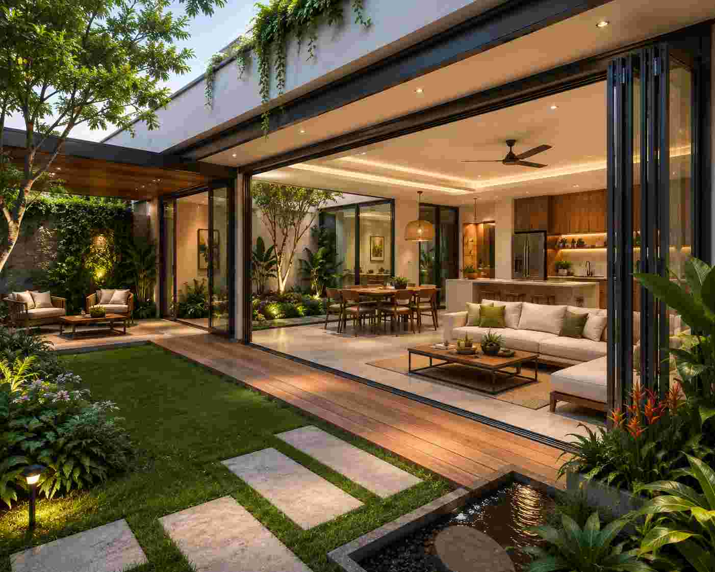 Ground Floor Home Design with Indoor-Outdoor Integration