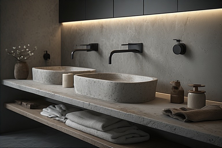 Industrial Chic Lobby Washbasin Design