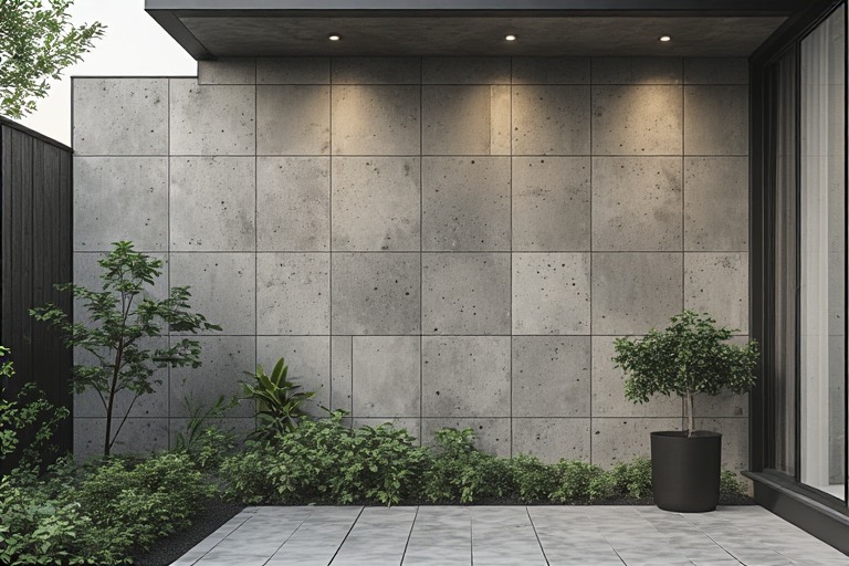 Industrial Concrete Finish Outdoor Wall Design
