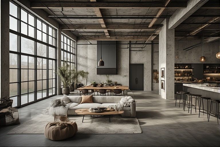 Industrial contemporary house design with concrete finishes and metal accents