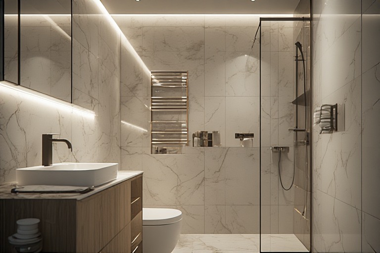 Contemporary Bathroom Design with Integrated LED Lighting