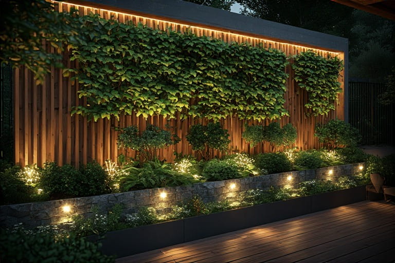 Integrated Lighting Garden Wall Design