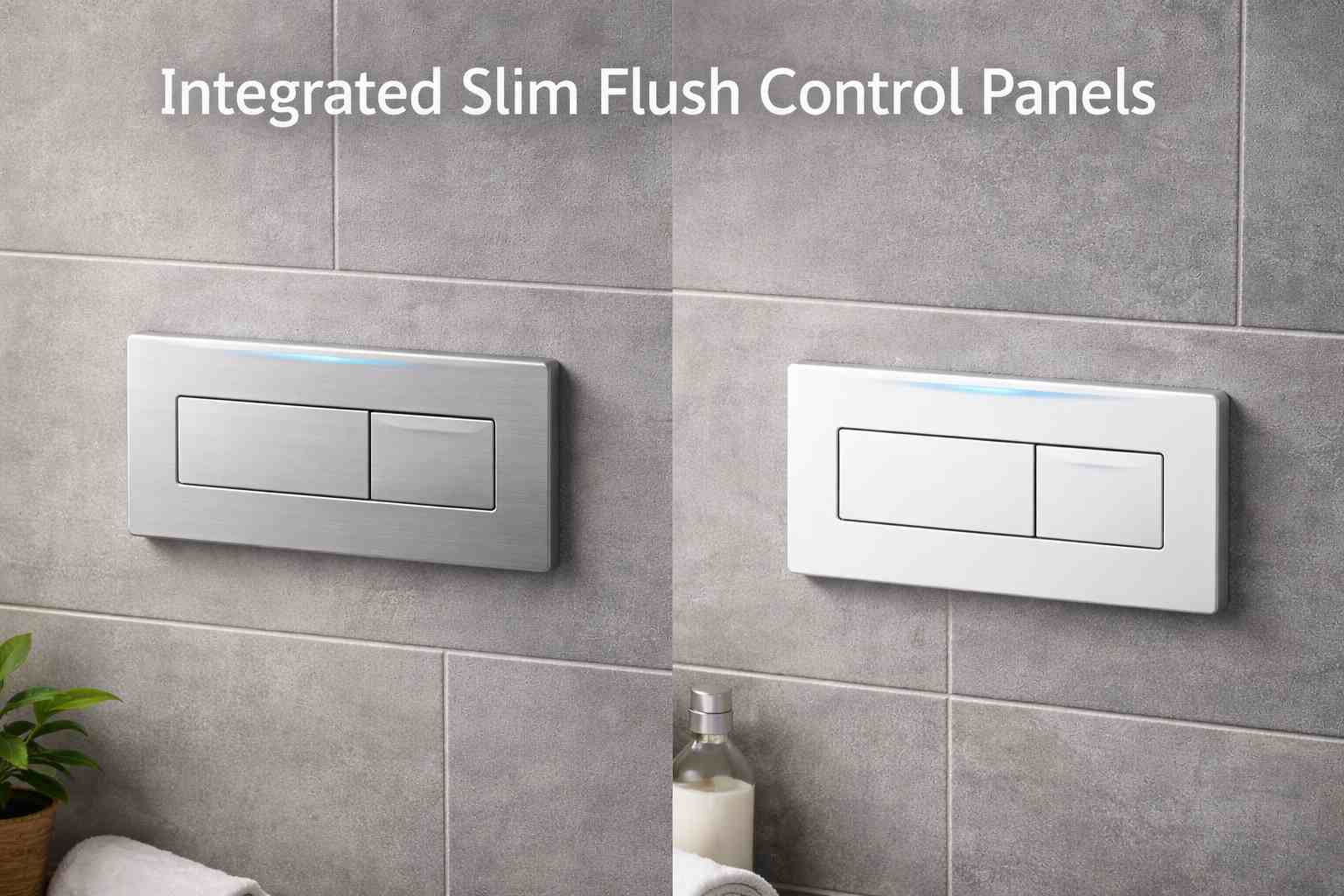 Integrated panel slim flush tank.