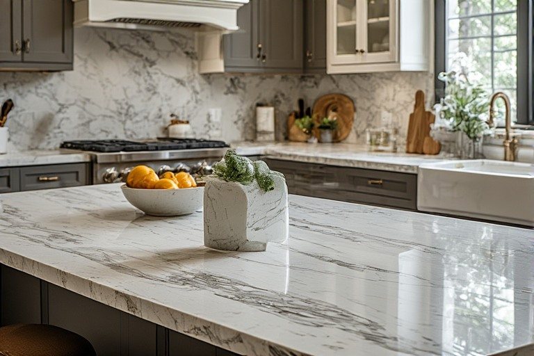 Kashmir white kitchen granite slab for small kitchens