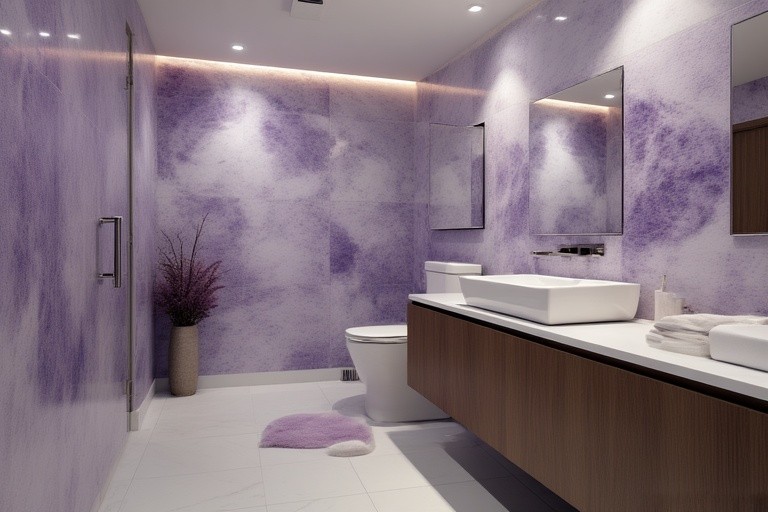 Kids’ Room Colour Pops with White Tiles and Purple Furniture