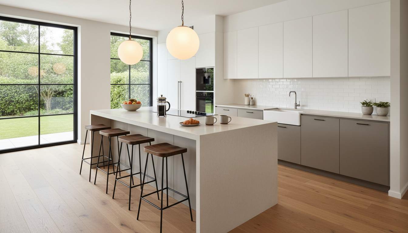 Functional kitchen interior design with breakfast bar