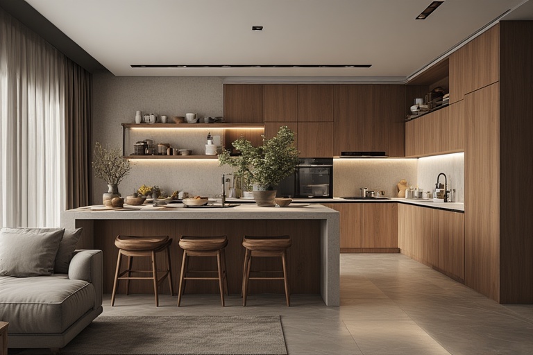 Kitchen Island with Hanging Storage Partition for Efficient and Stylish Kitchens