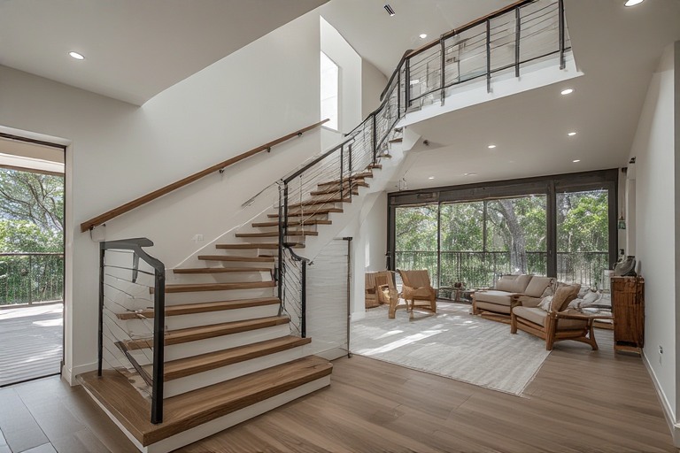 L-Shaped Balcony Staircase Design