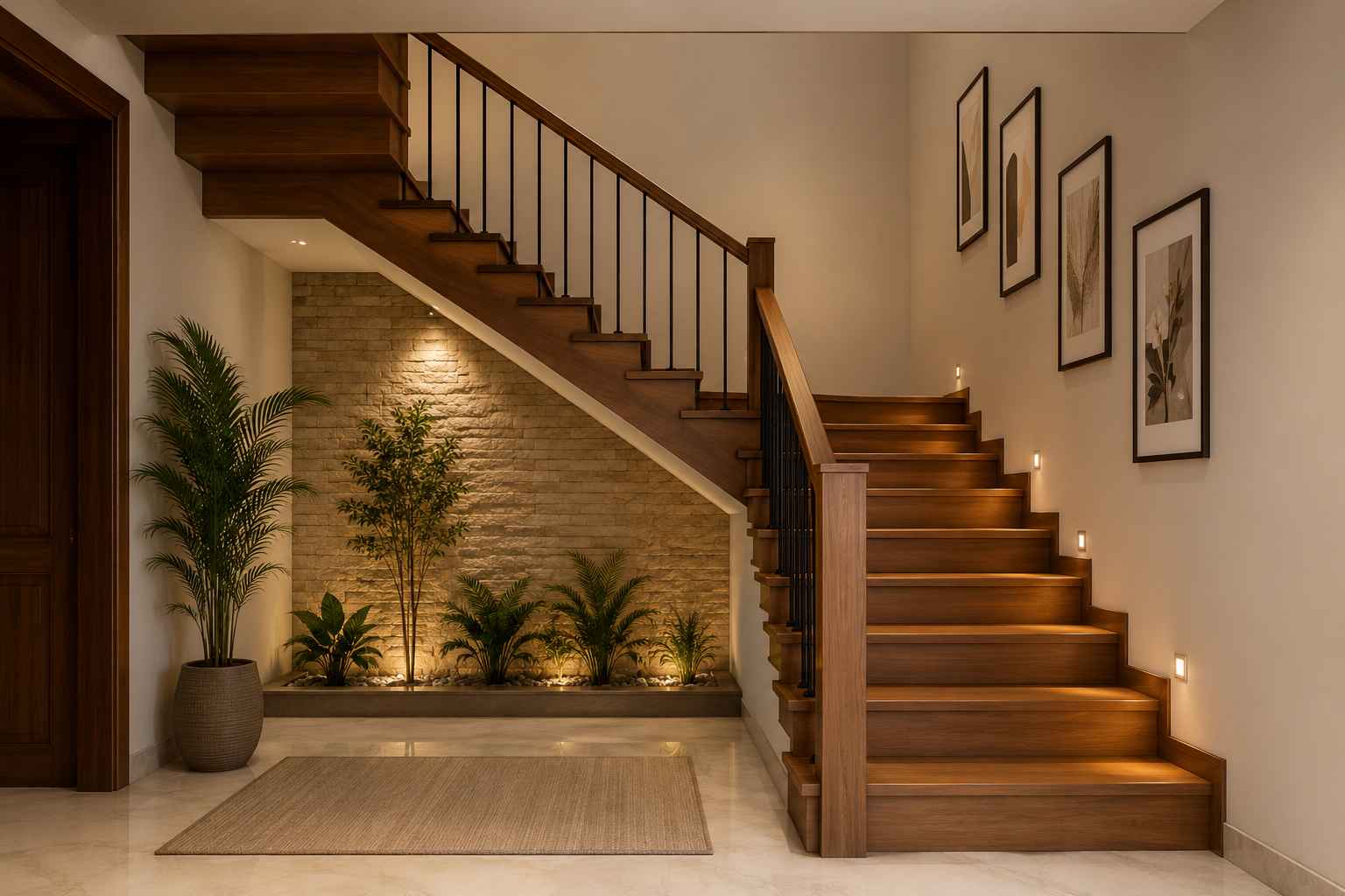 L-Shaped Wooden Staircase Design