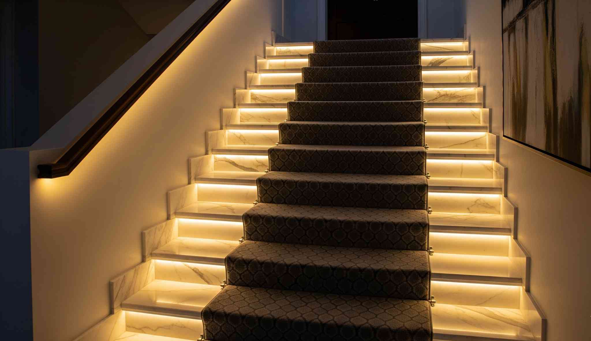 LED Lit Marble Stair Tiles for Luxury Homes