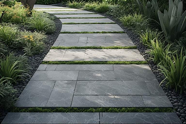 Seamless large format footpath tiles for a wide and clean visual