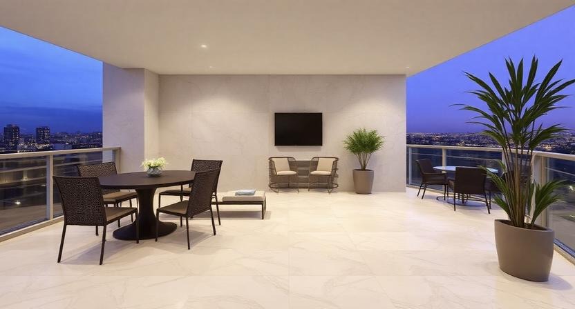 Large Format Tiles for Spacious Luxury Balconies