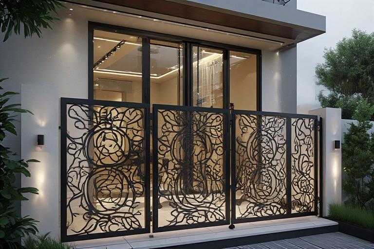 Laser-Cut Decorative Balcony Gate Design