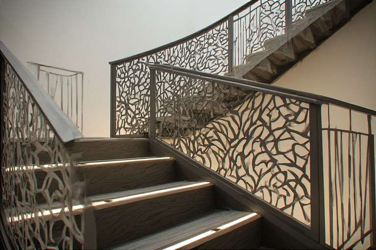 Laser-Cut Metal Staircase Window Grill Design