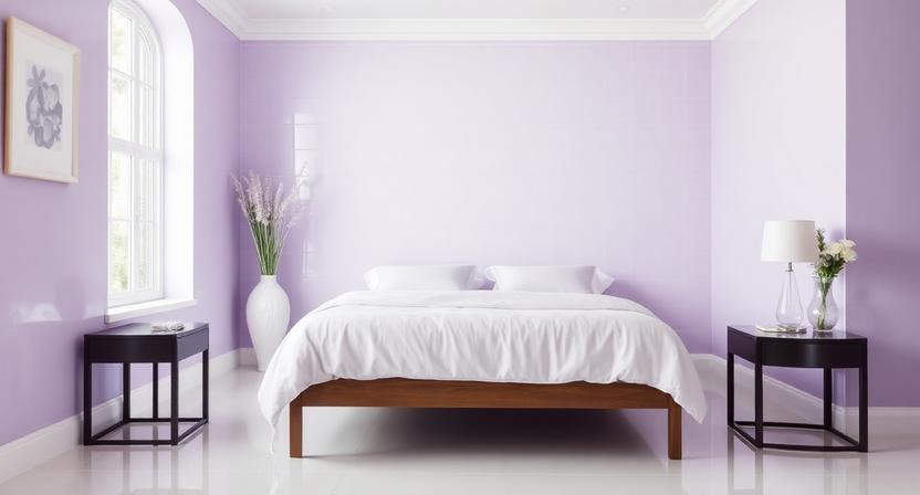 Lavender Serenity with Glossy White Tiles