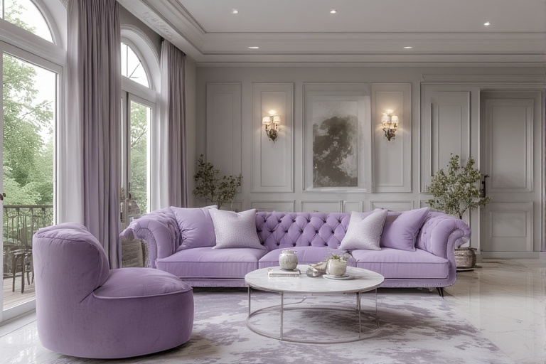 Lavender and Grey Living Room Indian Hall Colour Combinations for Soft and Modern Touches