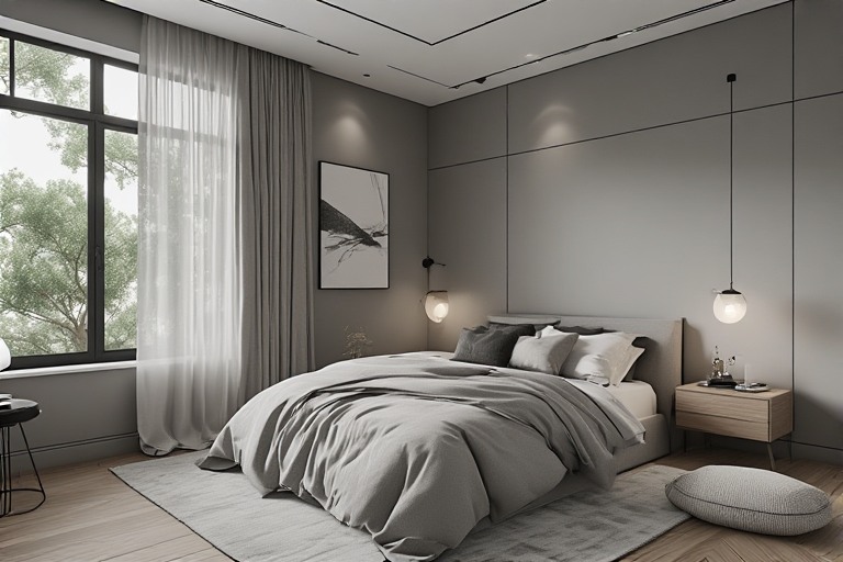 Minimalist Light Grey Bedroom Design