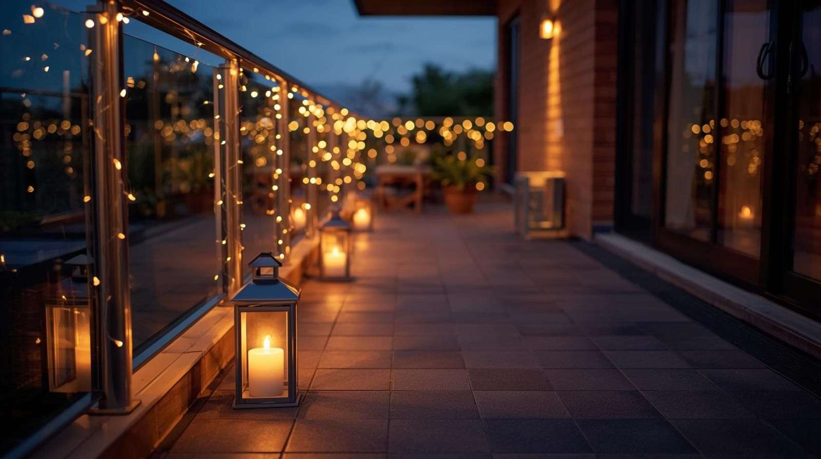 Lighting with Solar Lanterns on Anti-Skid Balcony Tiles