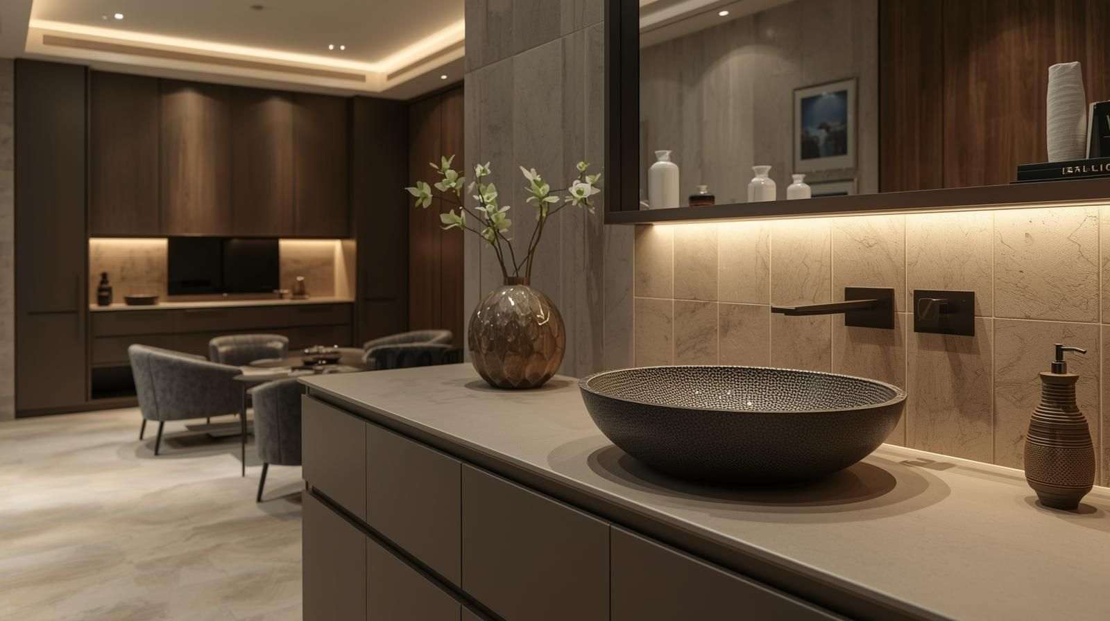 Living Room Wash Basin Counter Design