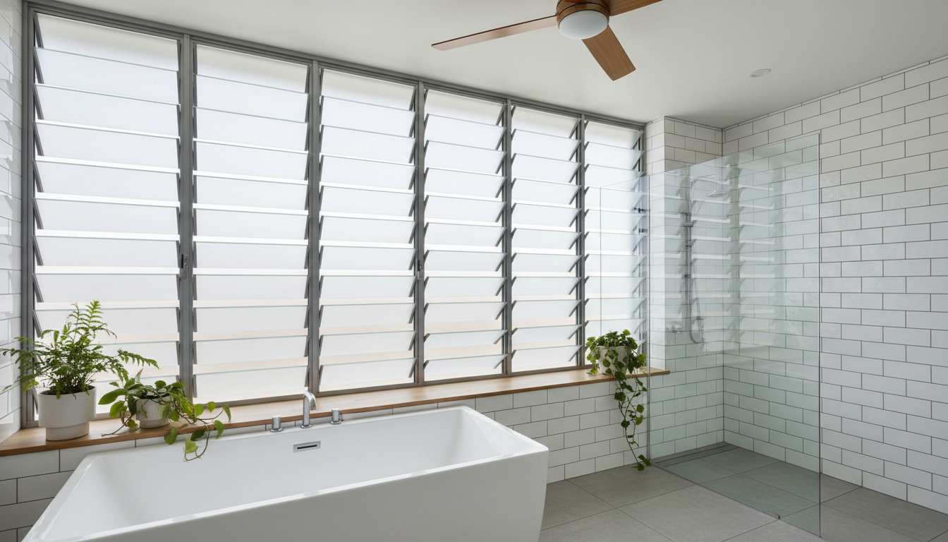 Adjustable louvre window design for privacy and airflow
