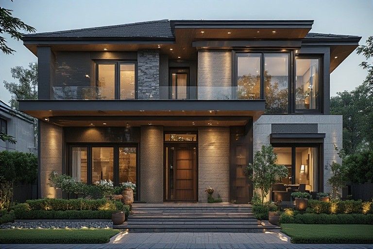 Low-Maintenance Hosue Front Wall Design