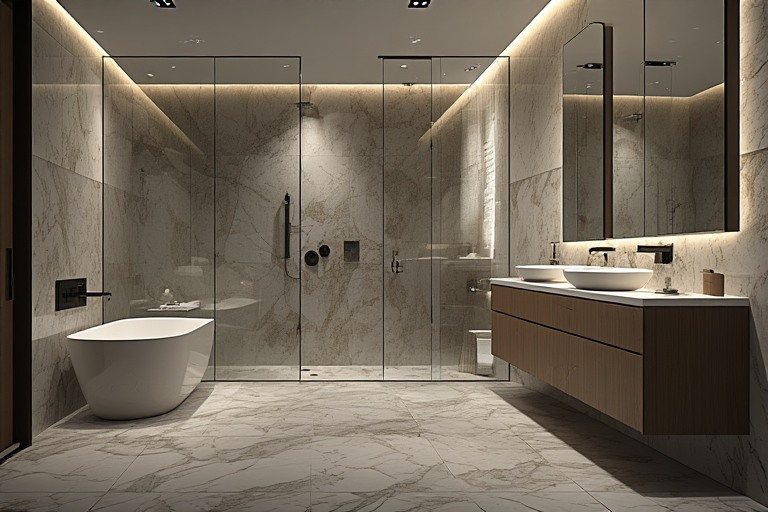 Luxury contemporary house design featuring spa-like bathroom interiors