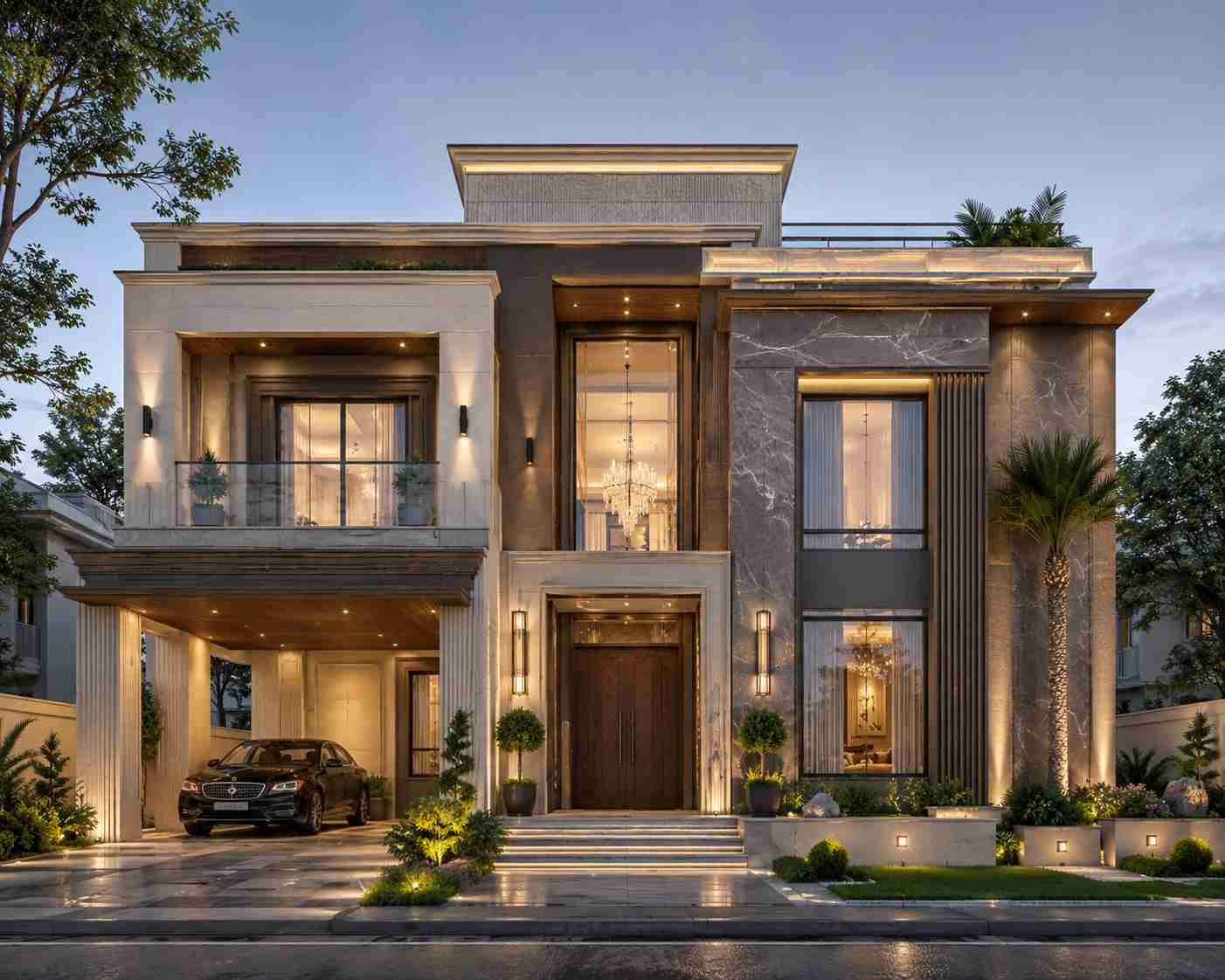 3d elevation design for luxury villa