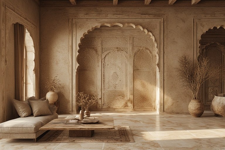 Mandawa Haveli Style with Wooden and Tile Blend Interiors