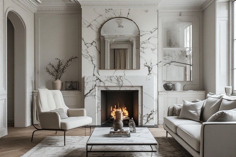 Marble Wall Designs with Fireplace Surrounds