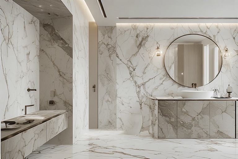 Marble-Inspired Grey and Beige Combination