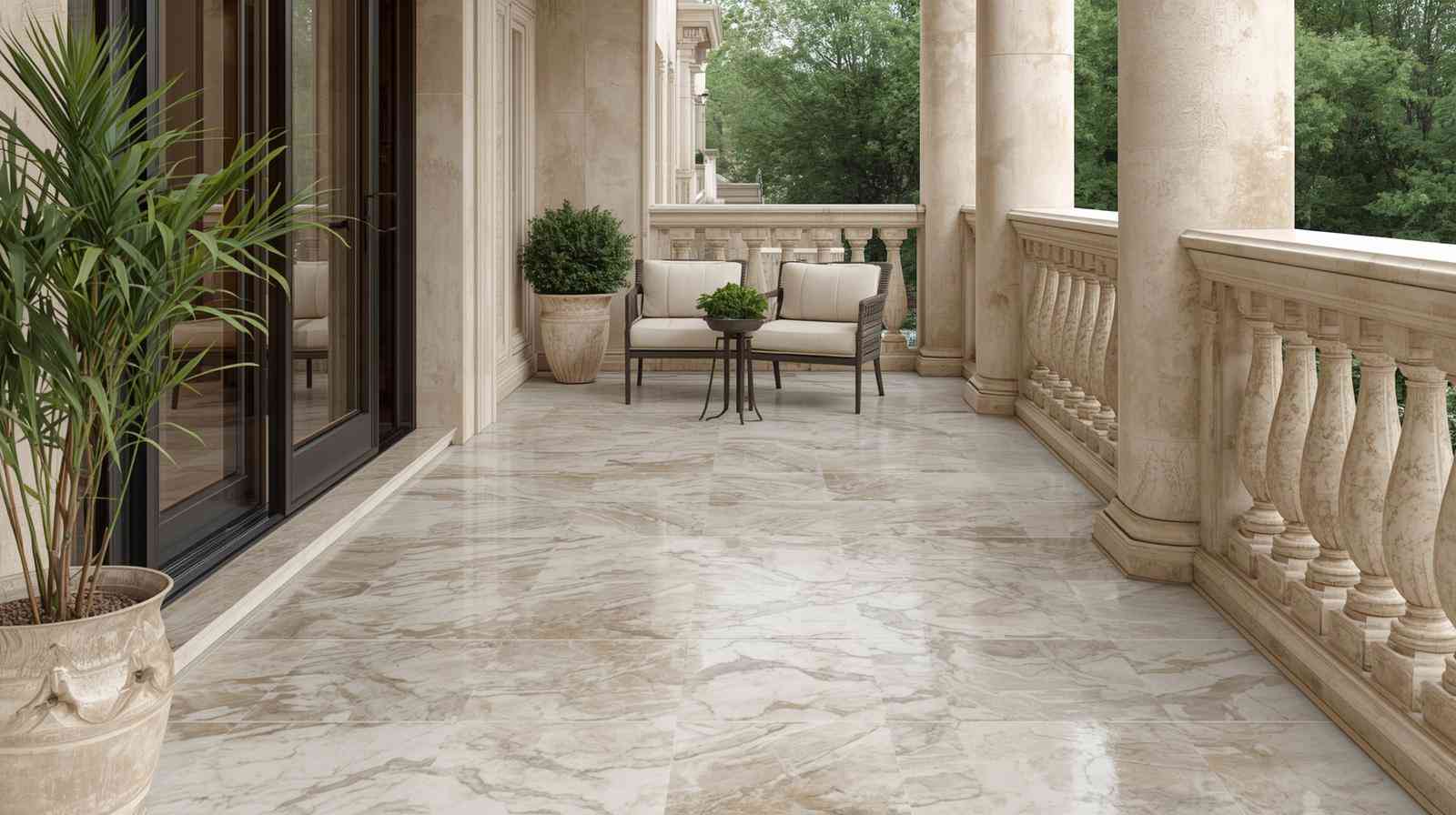 Marble Texture Flooring for Balconies and Terraces
