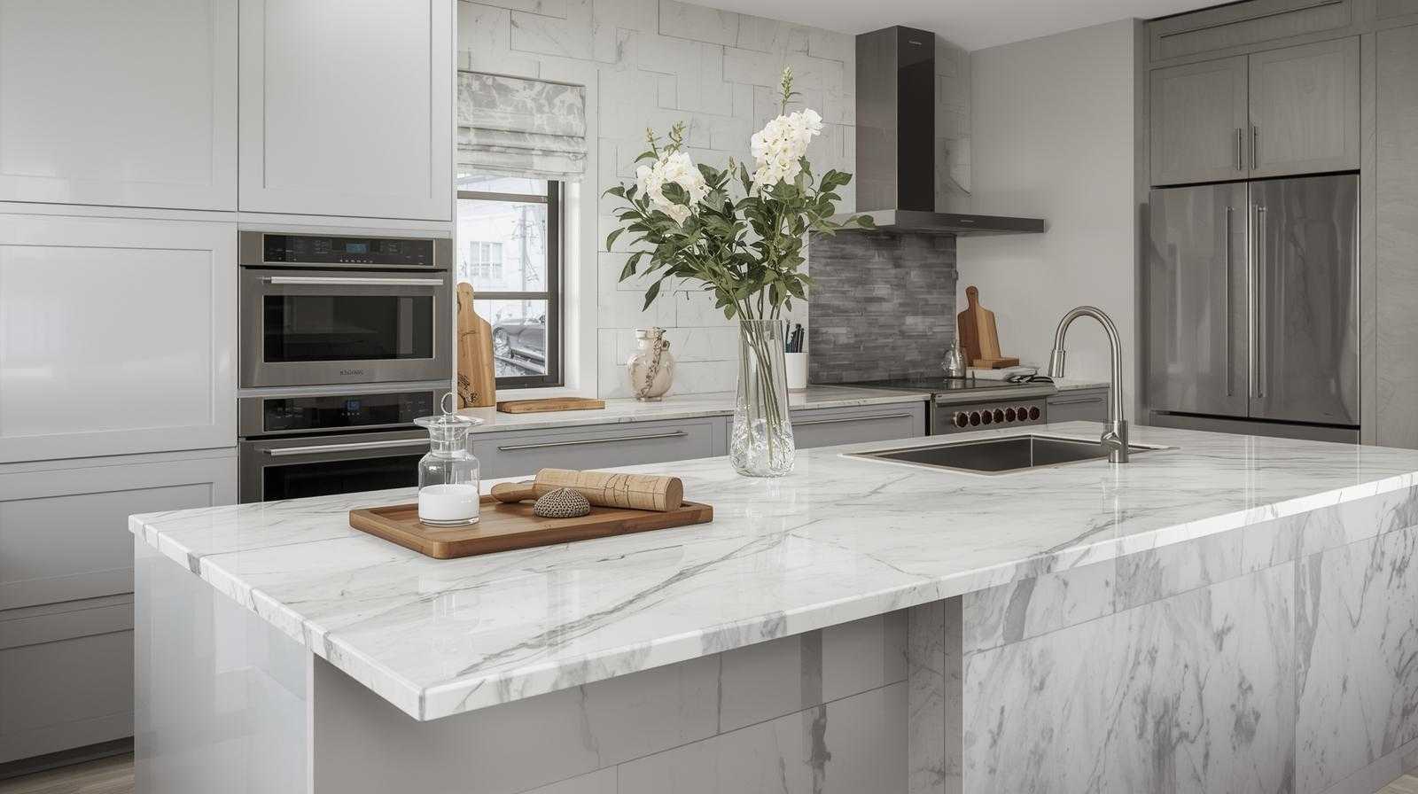 Marble Textured Countertops in Modern Kitchens