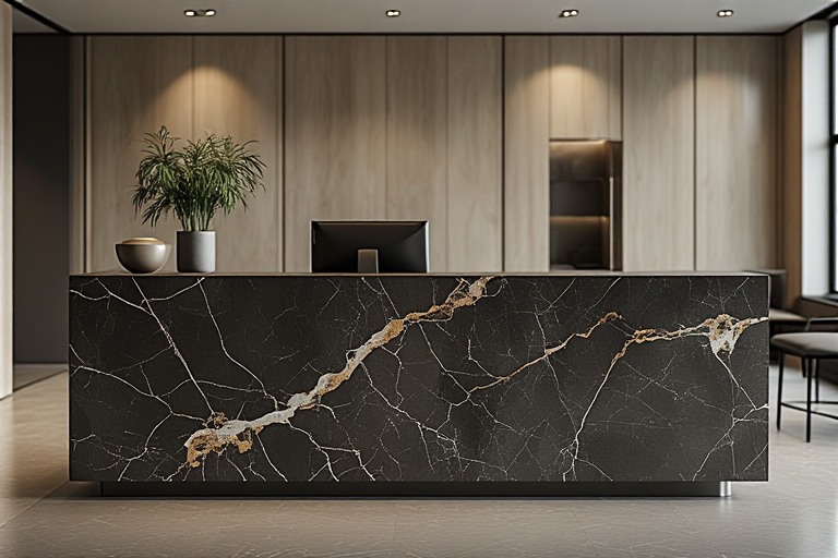 Marble and Stone Finish Office Counter Design