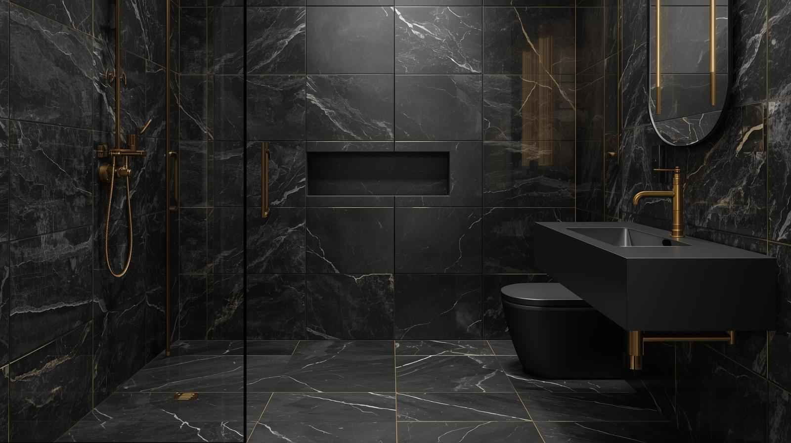 Matte Black Marble Texture for Sophisticated Bathrooms
