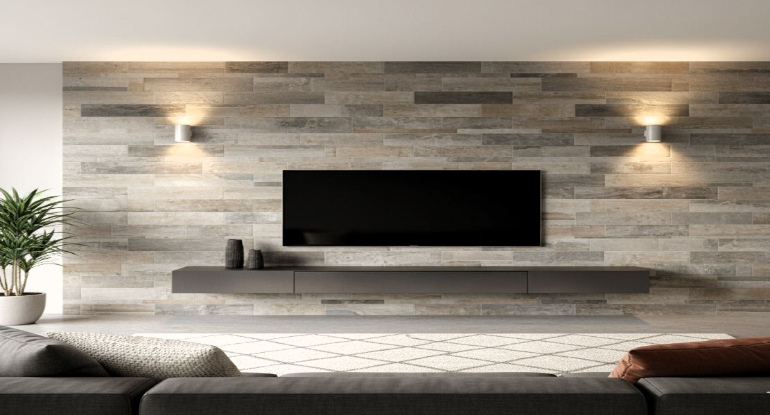 Matte Finish Rustic Porcelain Tiles on Feature Walls