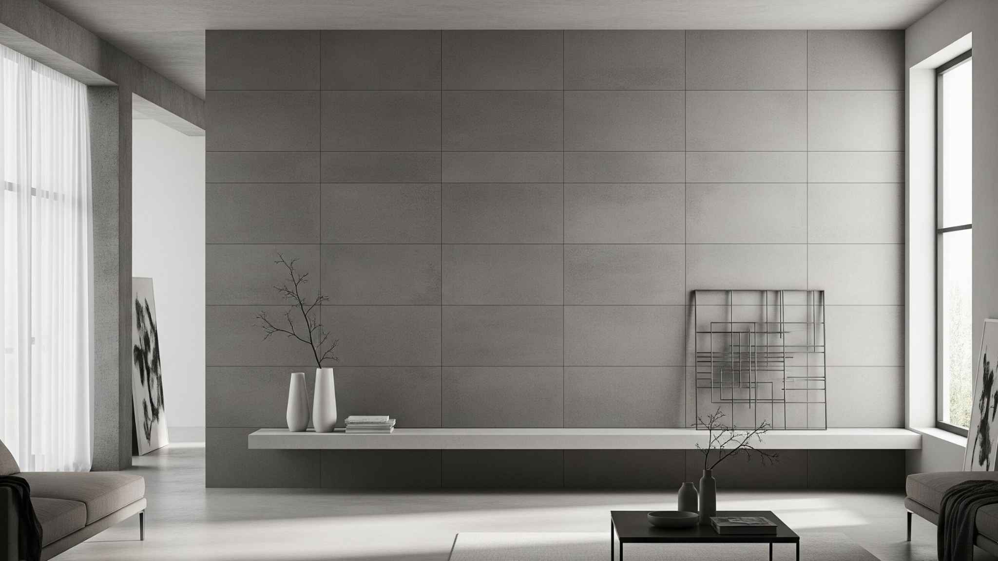 Matte Grey Concrete Look Tiles