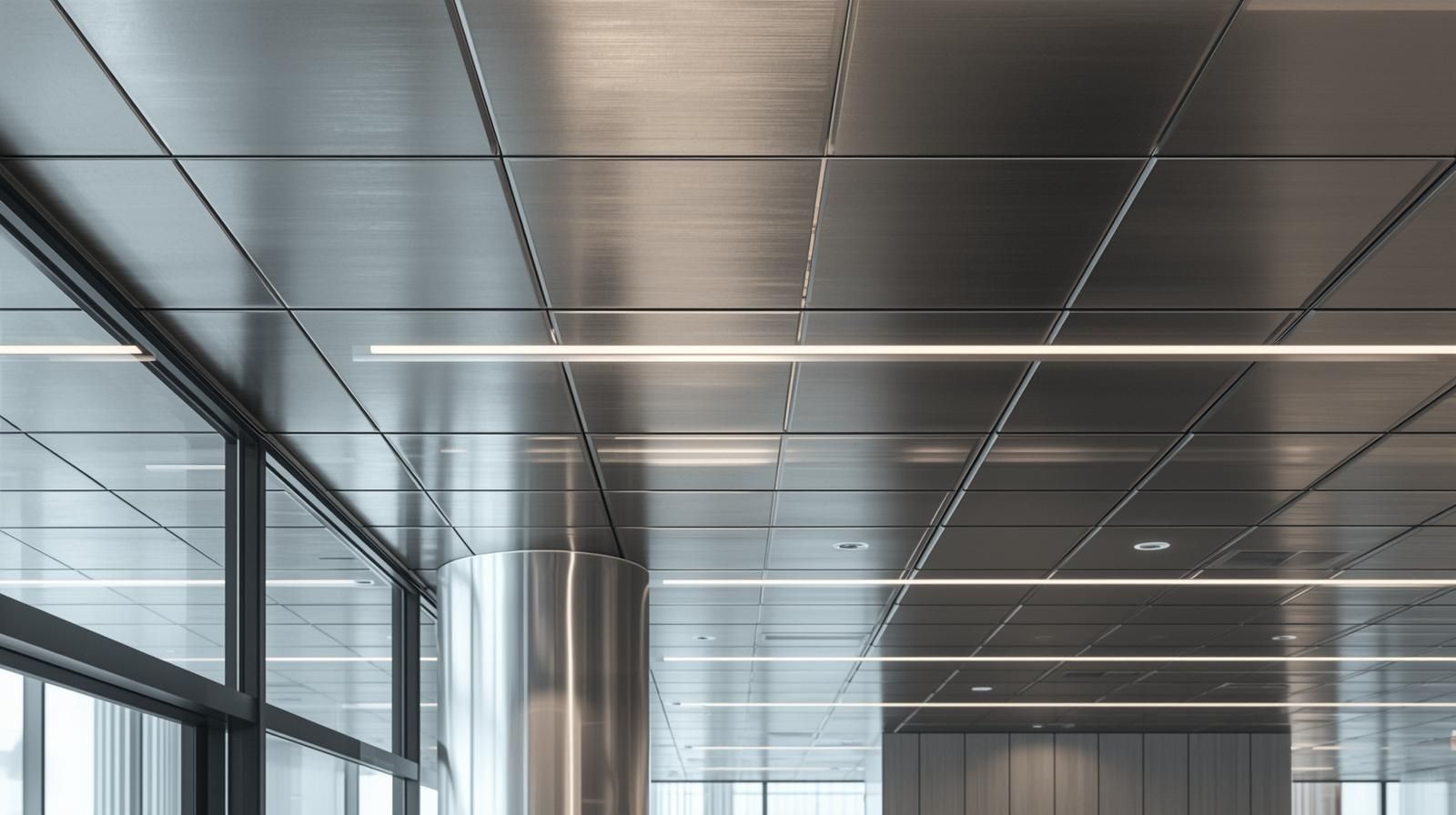 Metallic Tile Ceiling Panels.