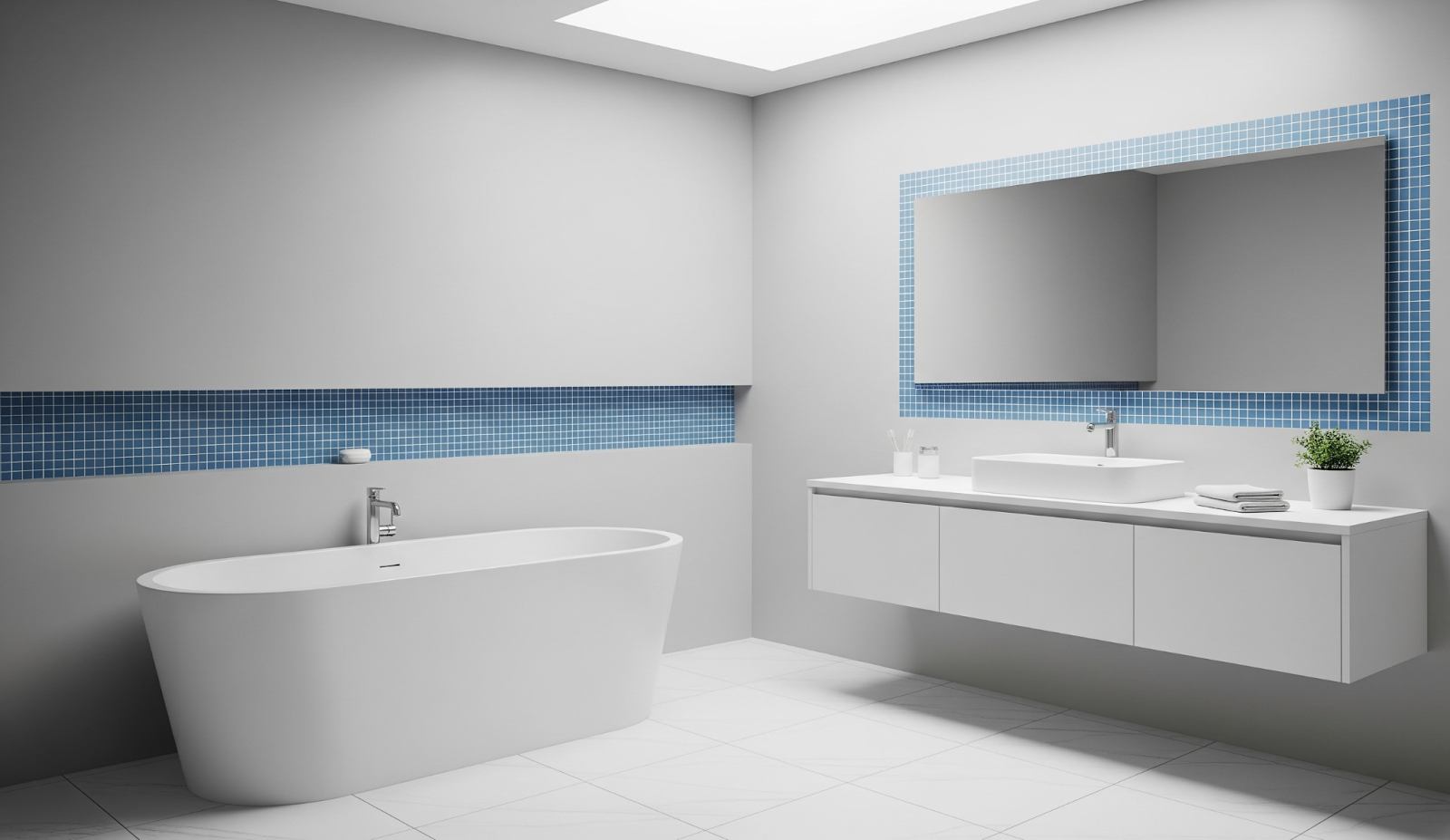 Minimalist Blue Tile Accents for Subtle Elegance