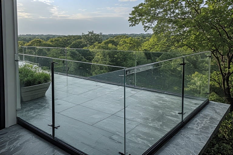 Minimalist Glass Railing Design for Roof