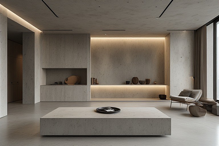 Minimalist contemporary house design with clean surfaces and hidden storage