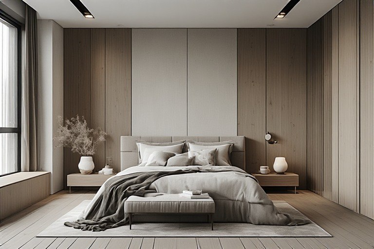 Minimalist clean line luxury bedroom interior design