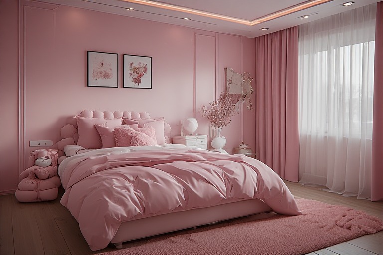 Minimalist Pink Bedroom Design