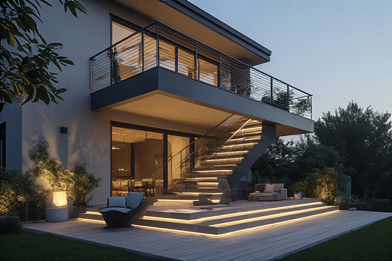 Minimalist Straight Balcony Staircase Design