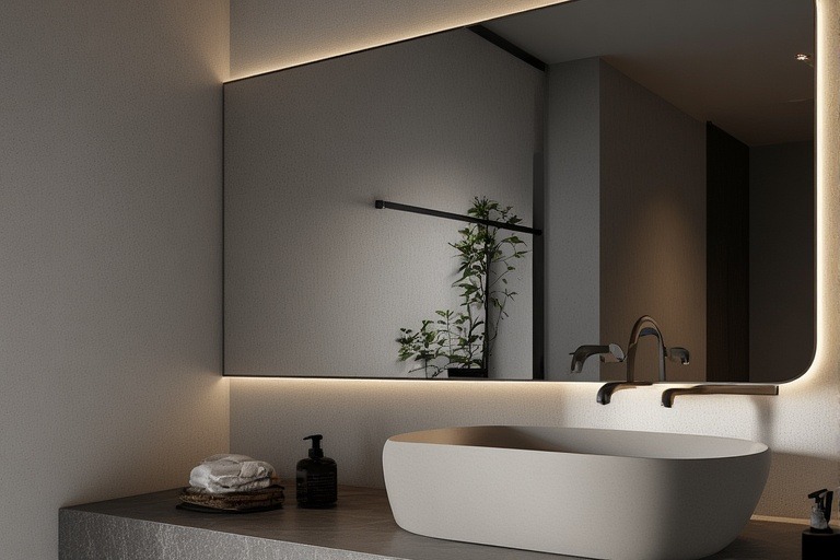 Minimalist Vanity with LED Mirror and Sleek Wash Basin