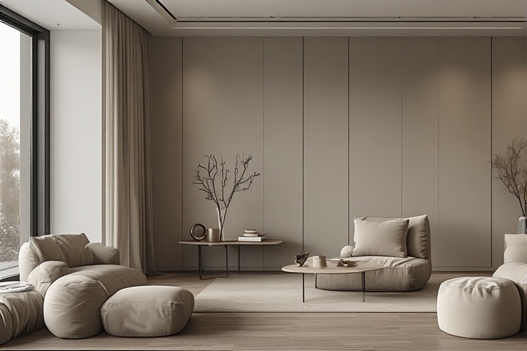 Minimalist home wall design in neutral tones