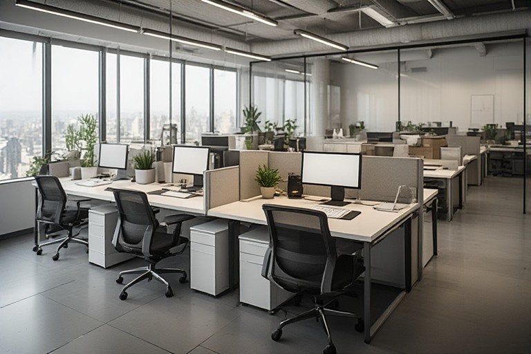 Minimalist workstation setup for office interior design