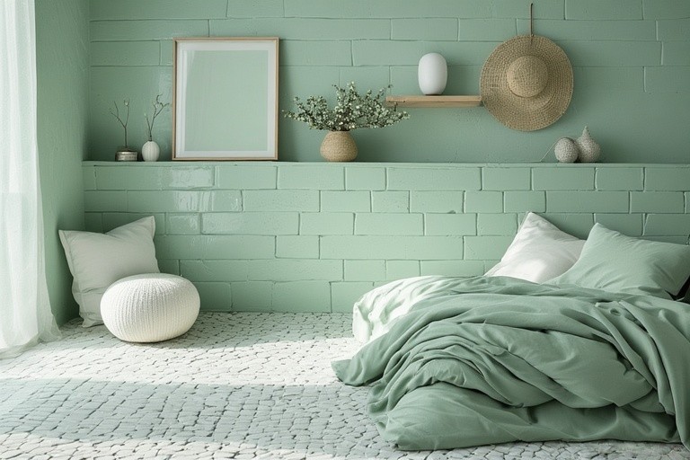 Mint Green and White