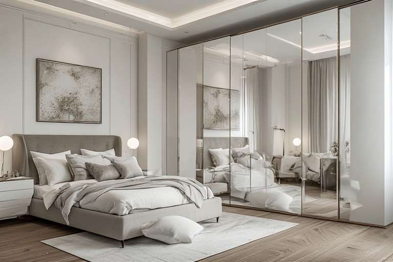 Small Bedroom Design with Mirror Integration