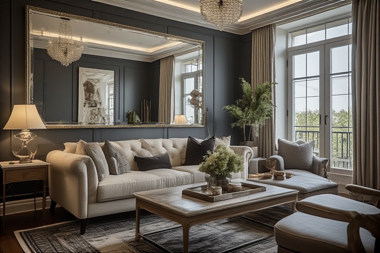Corner Decoration Ideas for Living Room with Mirrors